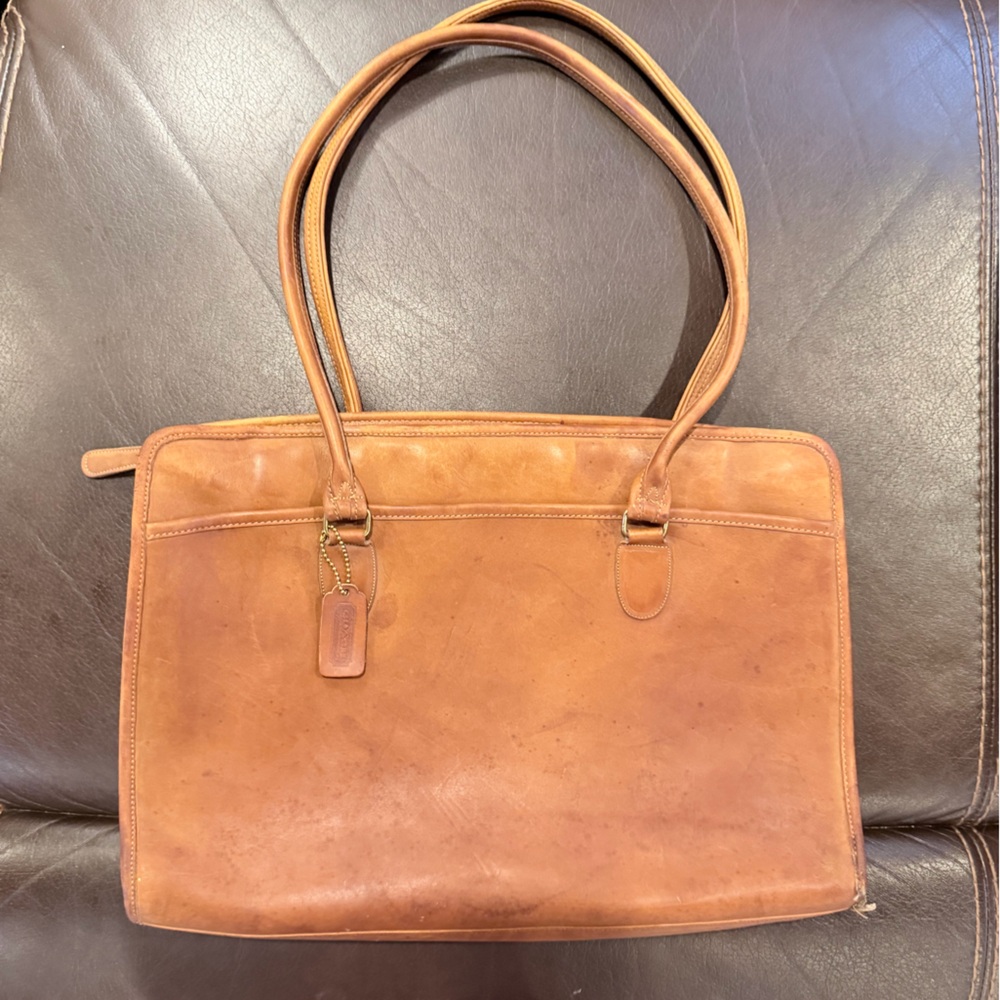Vintage Coach British Tan Leather Tote